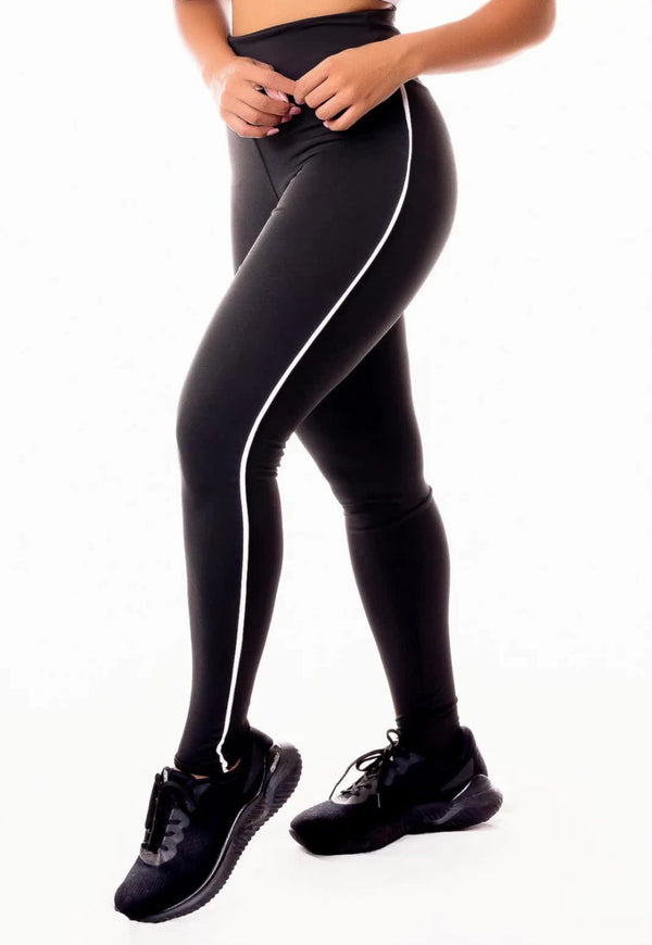 Calça Legging Fitness Academia Cintura Alta com Detalhe Lateral em Vivo - Foto 1