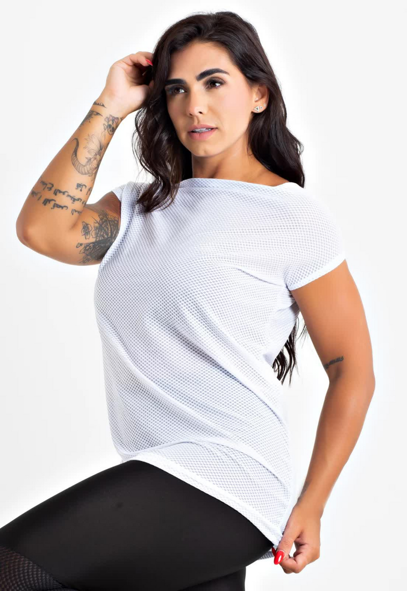 Blusa Fitness Tela Manga Curta - Foto 3