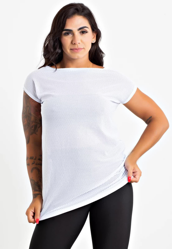 Blusa Fitness Tela Manga Curta - Foto 1