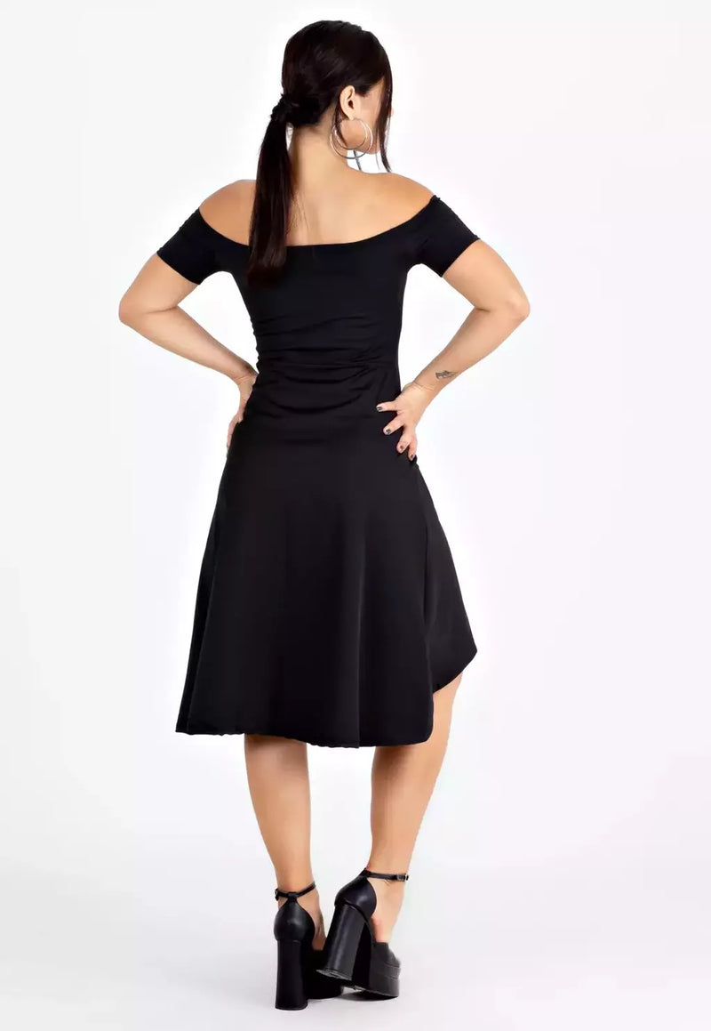 Vestido Feminino Midi Ombro a Ombro Godê Preto | VRP304 - Foto 2