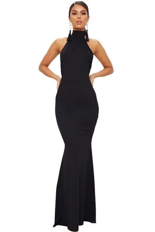 Vestido Longo Gola Alta Alcinha - Foto 1
