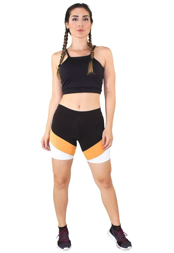 Conjunto Fitness Cropped e Shorts Com Faixas - Foto 1