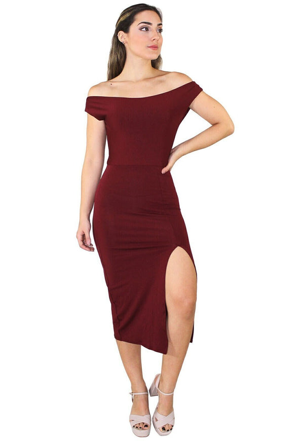 Vestido Ombro a Ombro com Fenda Feminino - Foto 1