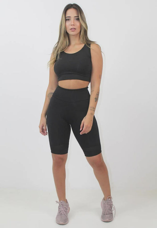 Bermuda e Cropped Conjunto Fitness Feminino - Foto 1