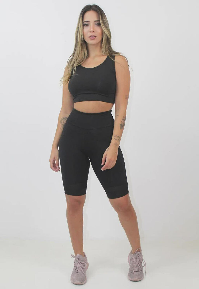 Bermuda e Cropped Conjunto Fitness Feminino - Foto 1