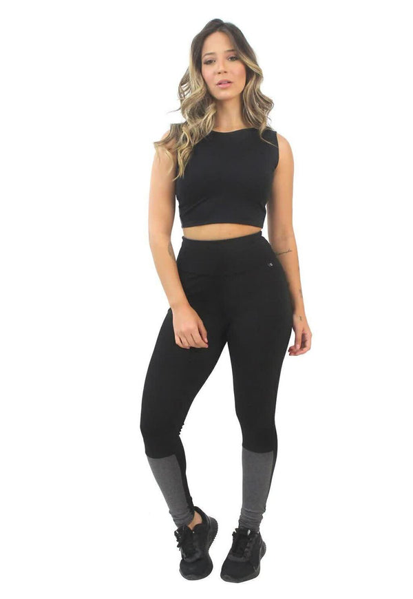 Conjunto Fitness Cropped e Calça Legging - Foto 1