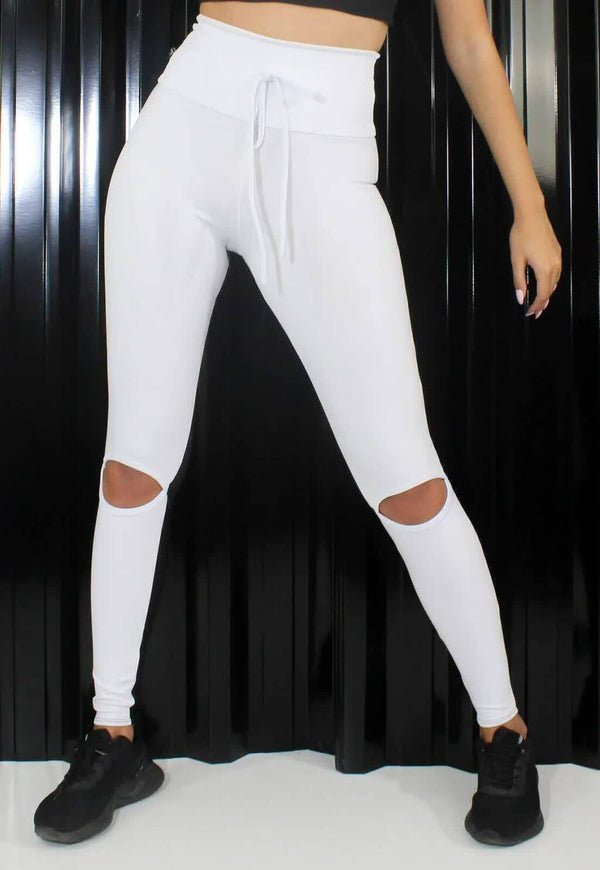 Calça Joelho Legging Rasgado Com Cadarço - Foto 1