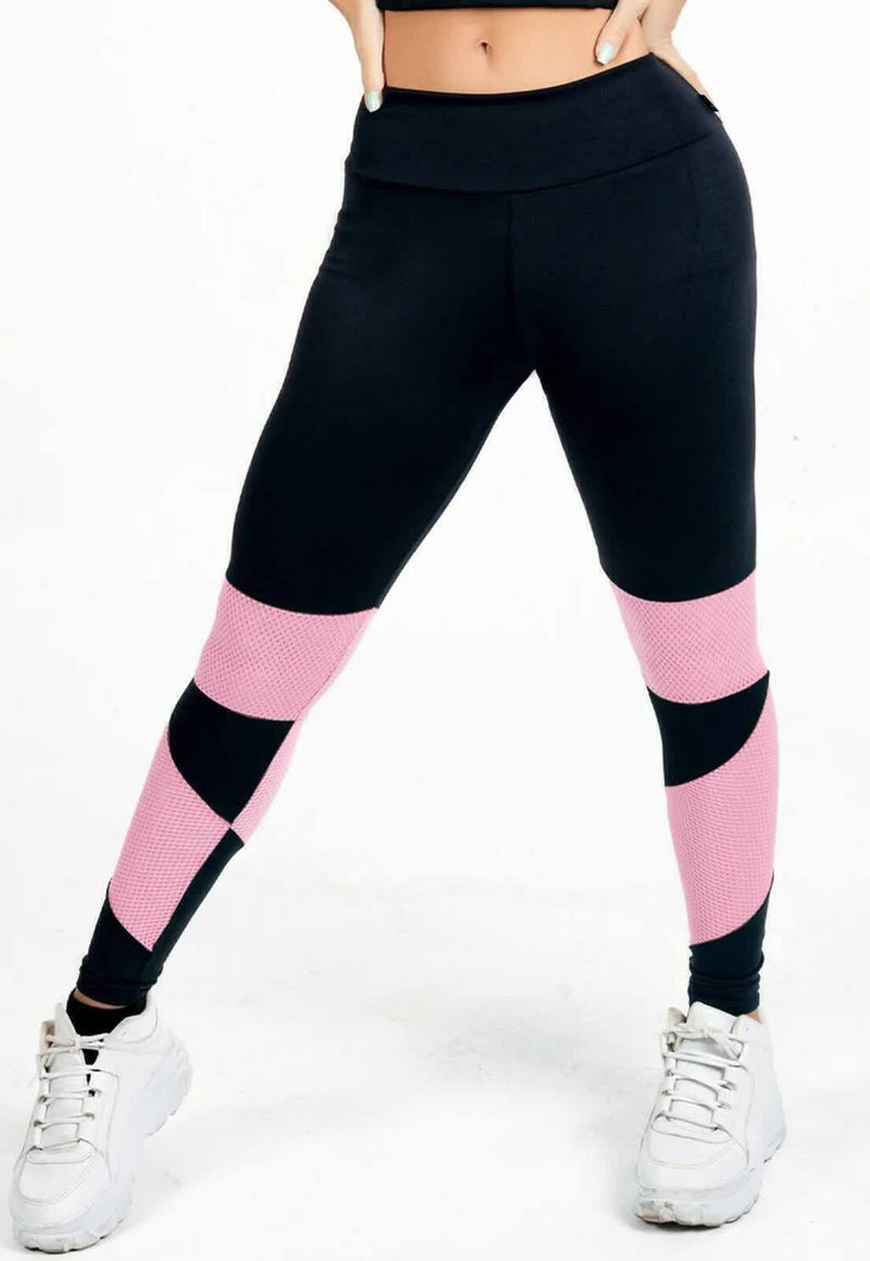 Calça Legging Cintura Alta com Detalhe de Tela - Foto 1