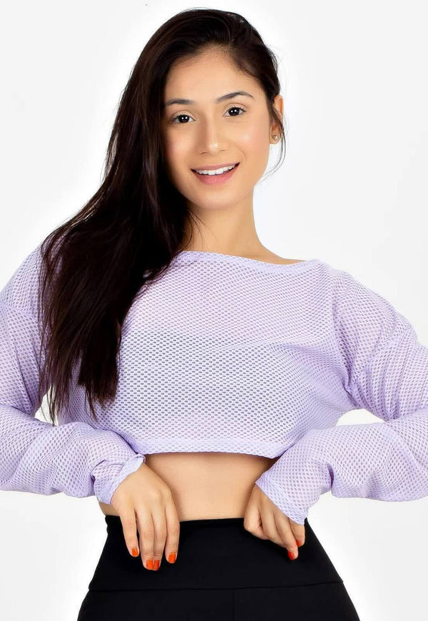 Cropped De Tela Manga Longa - Foto 1