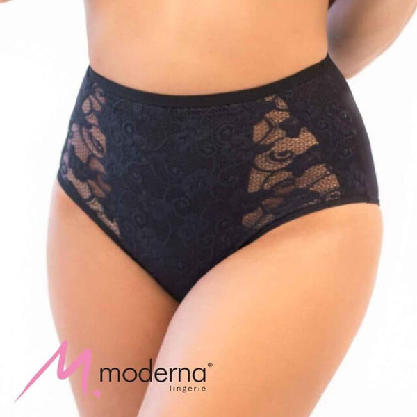 Calcinha Cinta Alta Bicolor com Renda Lateral