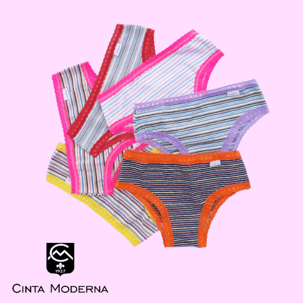 Kit 6 Calcinhas Infantis com Elástico de Renda