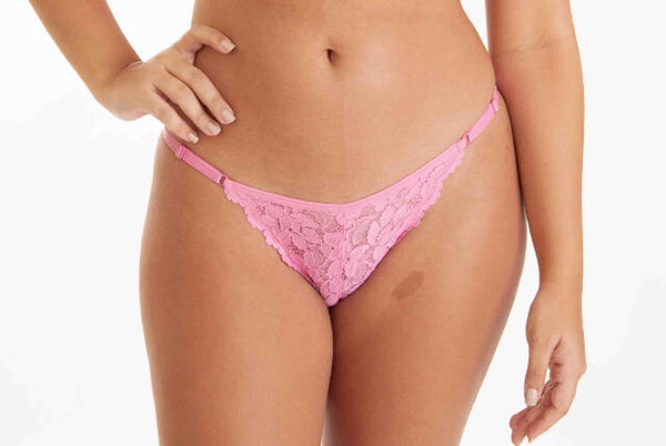Calcinha Fio Dental de Renda com Laterais Reguláveis
