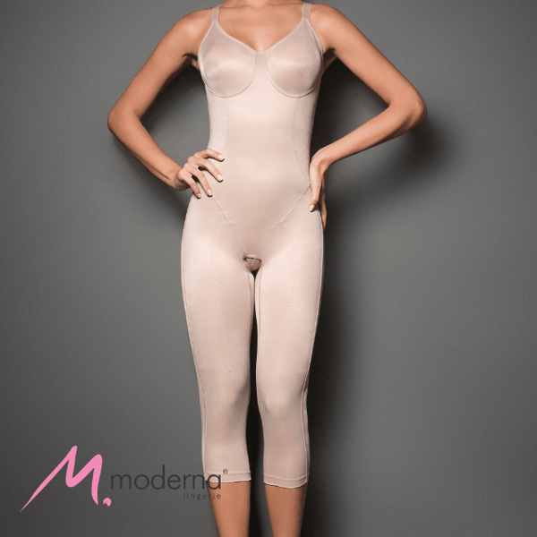 Body Modelador Longo em Cetinete com Reforço Duplo