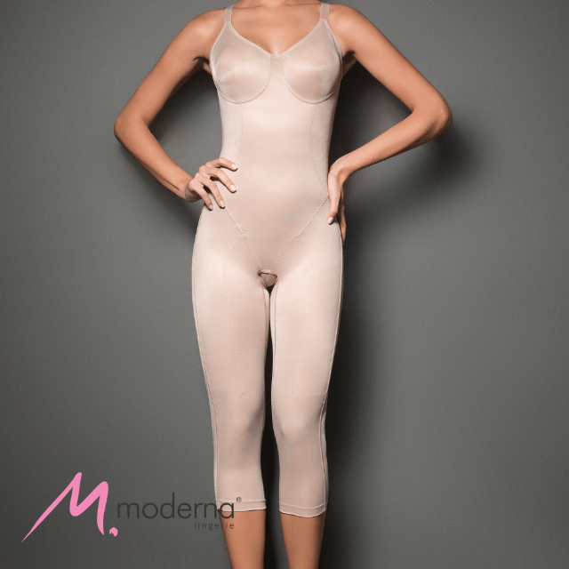 Body Modelador Longo em Cetinete com Reforço Duplo
