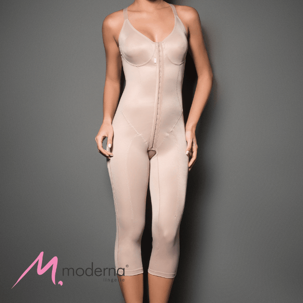 Body Modelador Longo com Abertura Frontal e Reforço Duplo