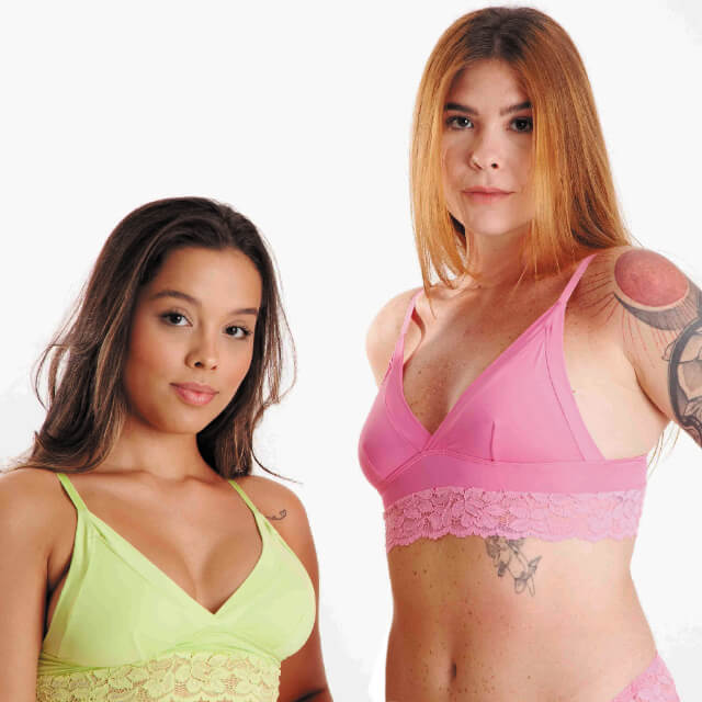 Bralette Longline de Microfibra e Renda sem Bojo - Foto 2