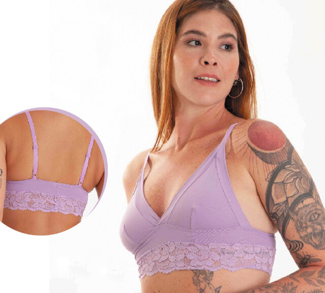 Bralette Longline de Microfibra e Renda sem Bojo - Foto 4